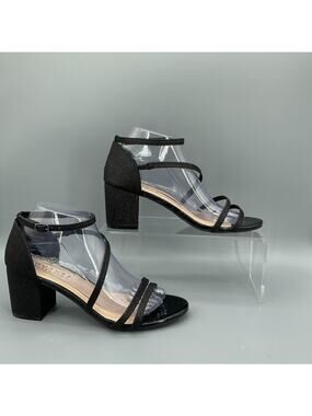 NEW Journee Collections Women’s Bella Sandals Black Glitter Size 8